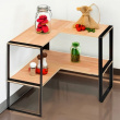 Mini 2-tier shelf, BLACK & WOOD CORNER RACK, 40 x 40 x H 35 cm, Natural / Black Mini 2-tier shelf, BLACK & WOOD CORNER RACK, 40 x 40 x H 35 cm, Natural / Black