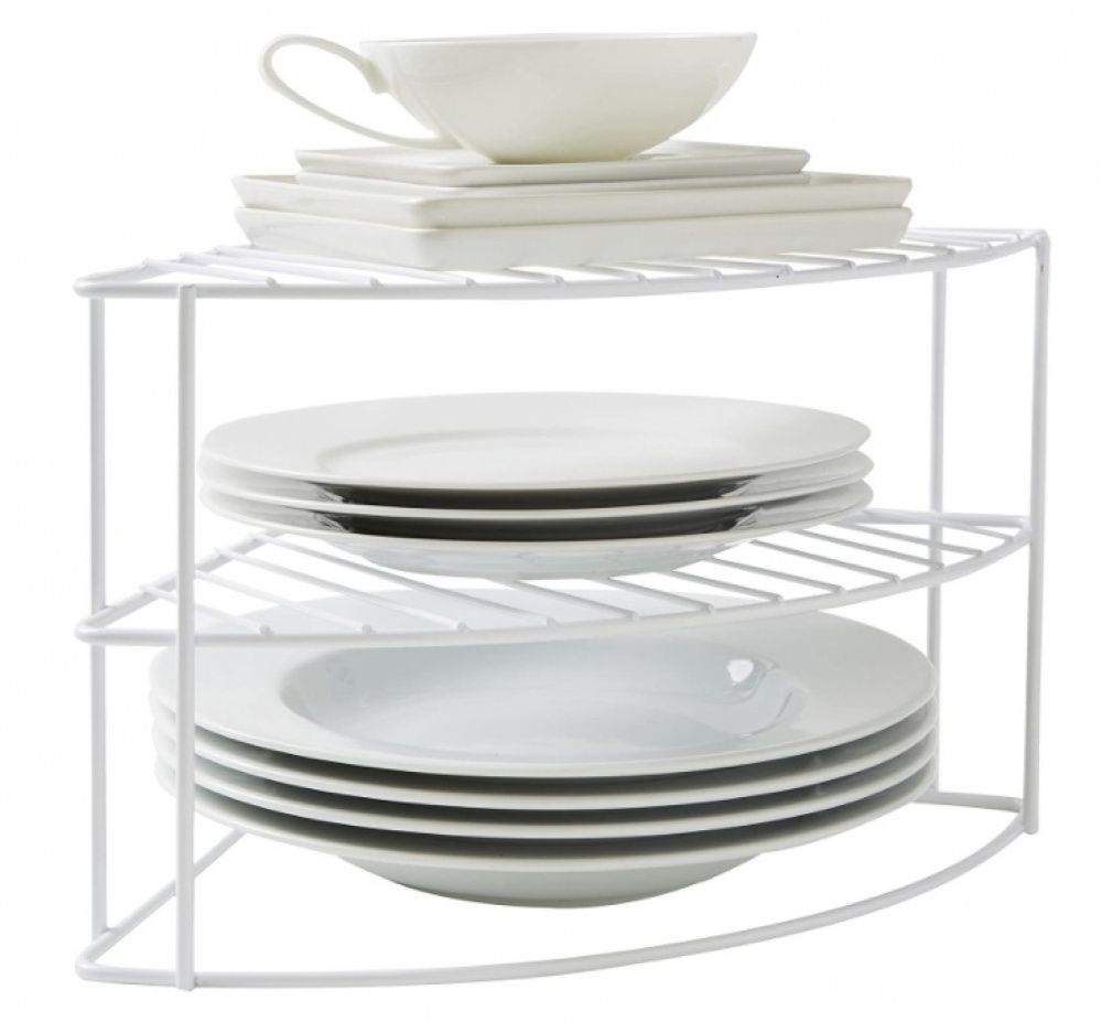 Shelf with 3 shelves, CORNER SHELF CURVED, 24 x 23 x H 20,5 cm, White in the group Storage / Kitchen storage / Kitchen cabinet organizers at SmartaSaker.se (41169)