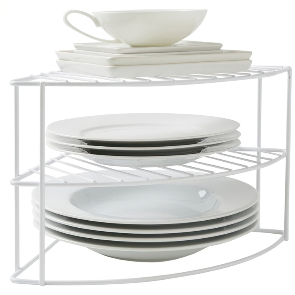 Shelf with 3 shelves, CORNER SHELF CURVED, 24 x 23 x H 20,5 cm, White in the group Storage / Kitchen storage / Kitchen cabinet organizers at SmartaSaker.se (41169)