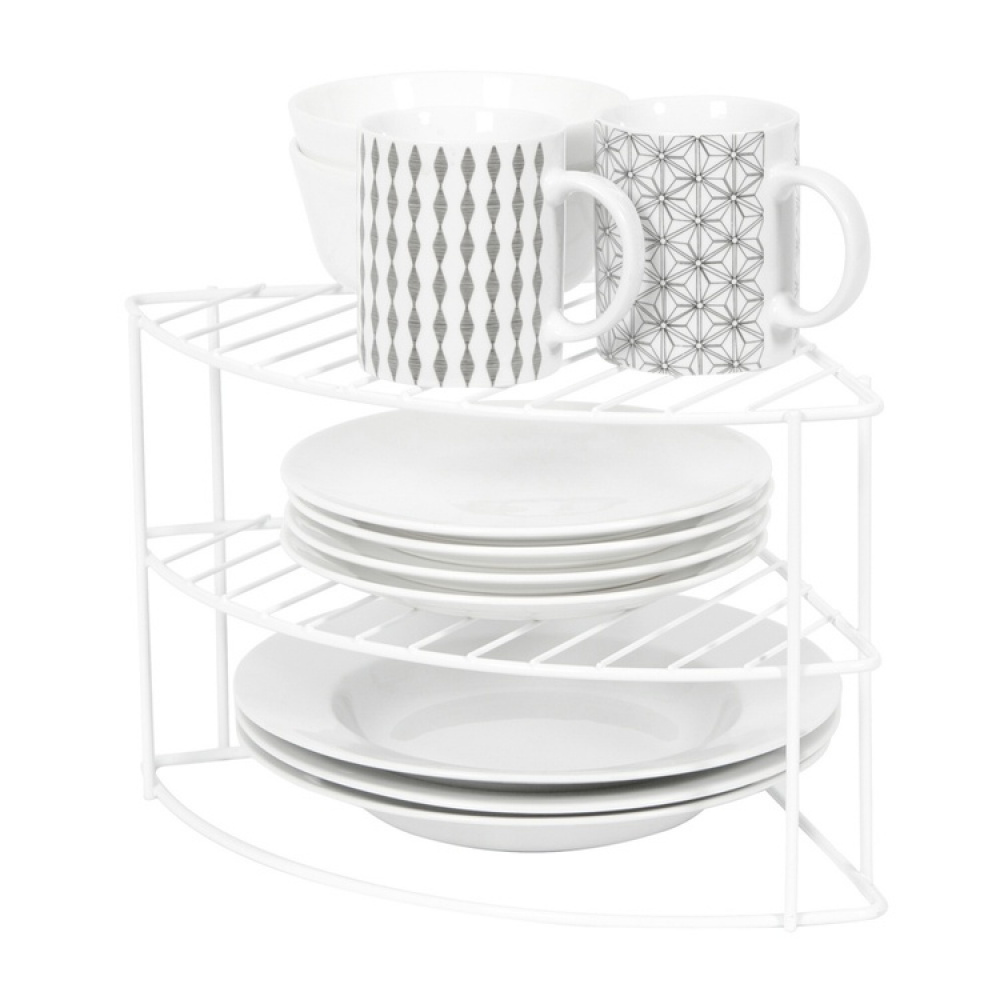 Shelf with 3 shelves, CORNER SHELF CURVED, 24 x 23 x H 20,5 cm, White in the group Storage / Kitchen storage / Kitchen cabinet organizers at SmartaSaker.se (41169)