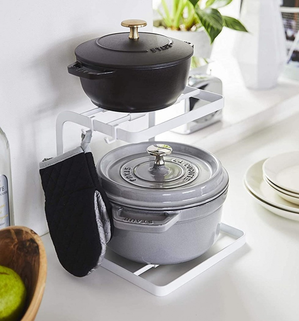Rack for Cookware, TOWER POT STAND, Yamazaki, White in the group Storage / Kitchen storage / Kitchen cabinet organizers at SmartaSaker.se (41170)