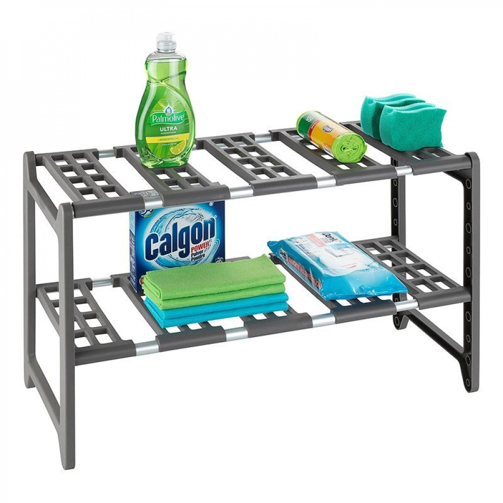 Under Sink Storage, Extendable, FLEXI UNDER-SINK SHELF, 45 - 80 cm, Grey in the group Storage / Kitchen storage / Kitchen cabinet organizers / Under sink storage at SmartaSaker.se (41174)