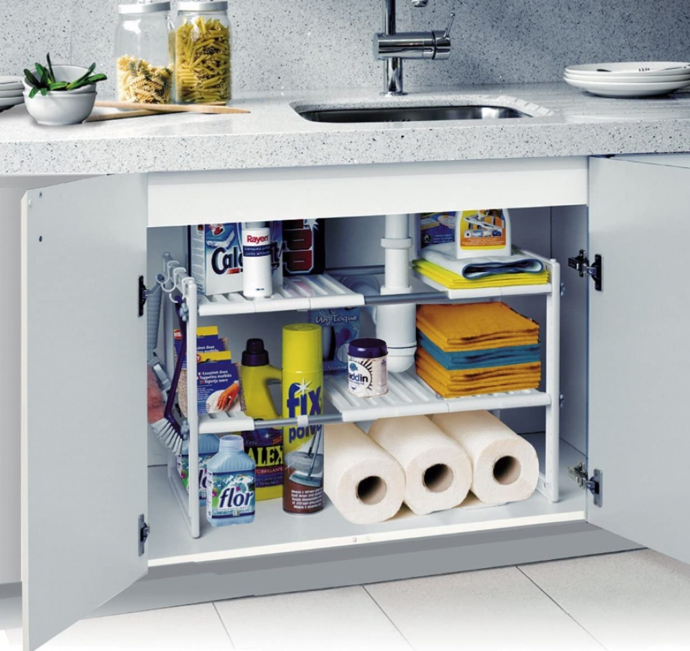 Under Sink Storage, Extendable 41 - 70, RAYEN, Light Grey in the group Storage / Kitchen storage / Kitchen cabinet organizers at SmartaSaker.se (41176)