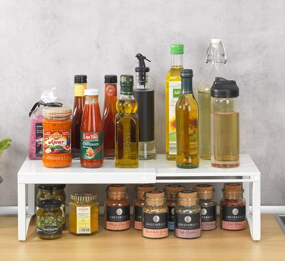 Shelf in strong metal, Extendable, TELESCOPIC SHELF , 30 -54 x 25 x H 15 cm, White in the group Storage / Kitchen storage / Kitchen cabinet organizers at SmartaSaker.se (41179)