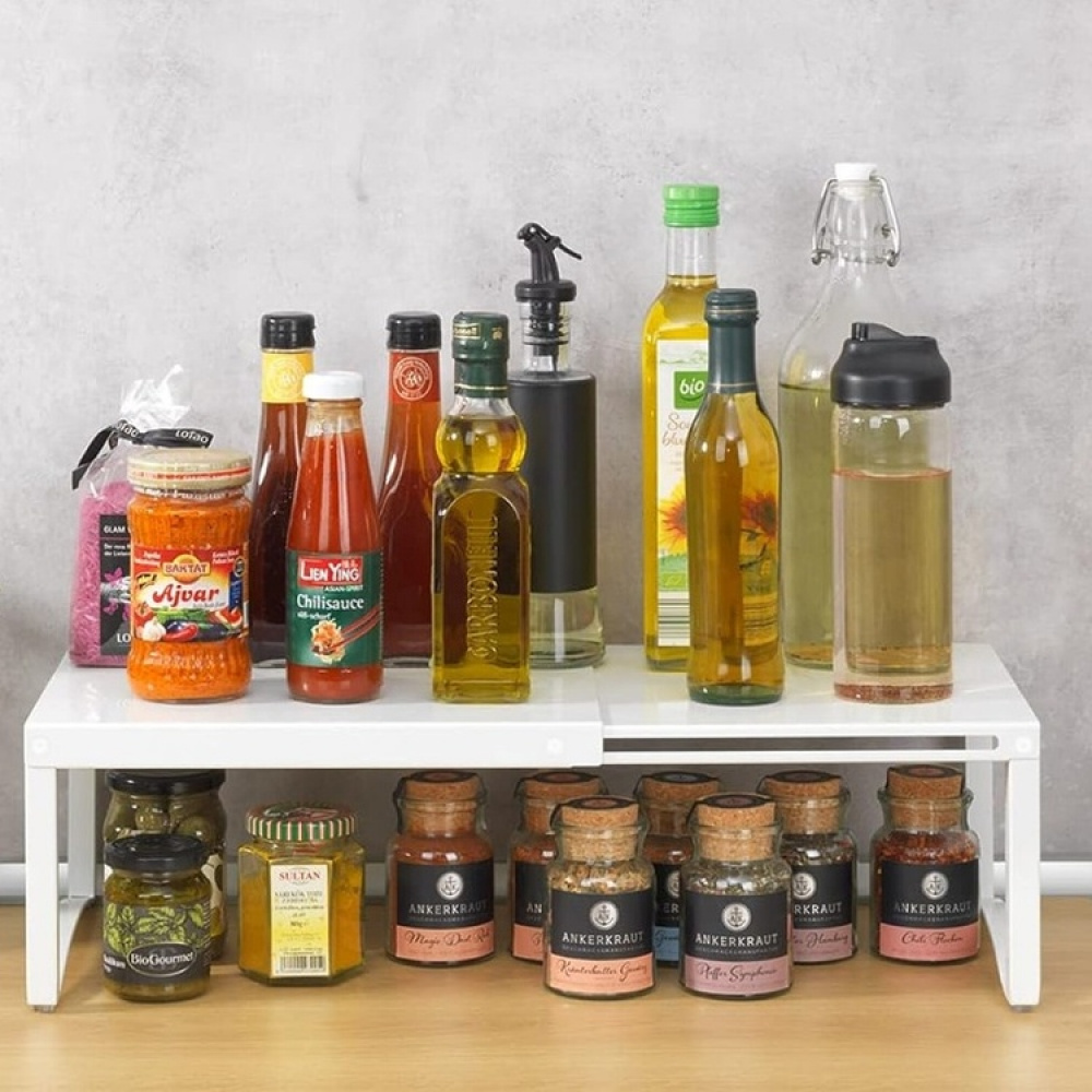 Shelf in strong metal, Extendable, TELESCOPIC SHELF , 30 -54 x 25 x H 15 cm, White in the group Storage / Kitchen storage / Kitchen cabinet organizers at SmartaSaker.se (41179)