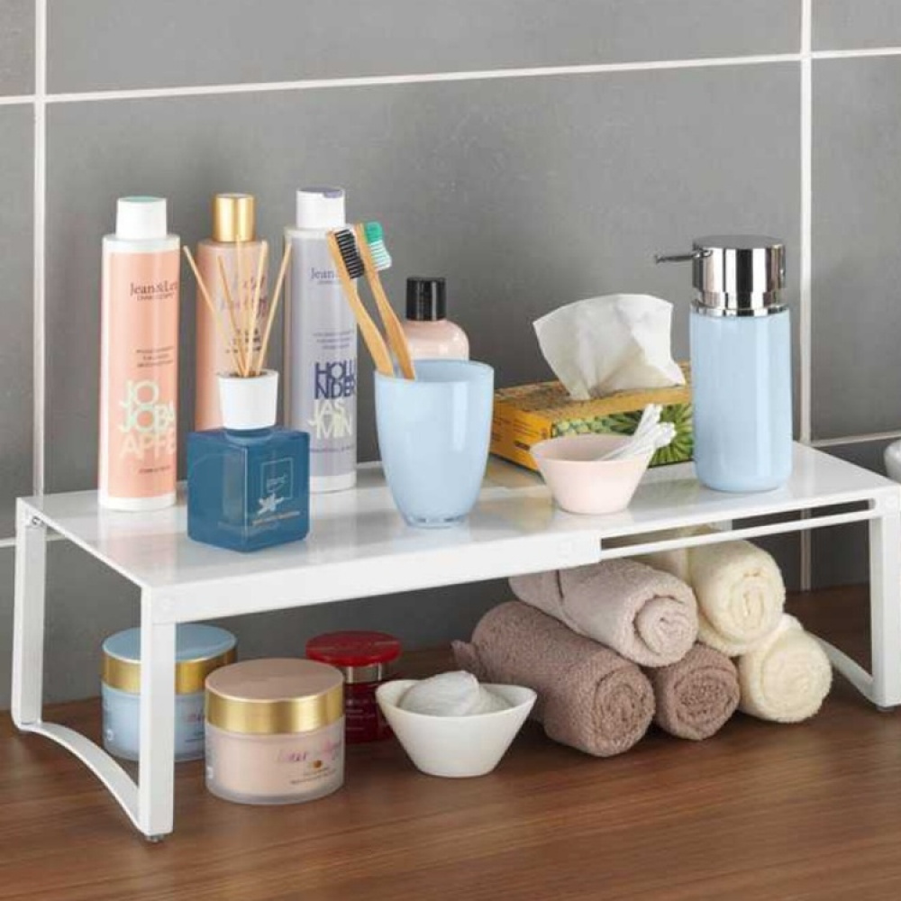 Shelf in strong metal, Extendable, TELESCOPIC SHELF , 30 -54 x 25 x H 15 cm, White in the group Storage / Kitchen storage / Kitchen cabinet organizers at SmartaSaker.se (41179)