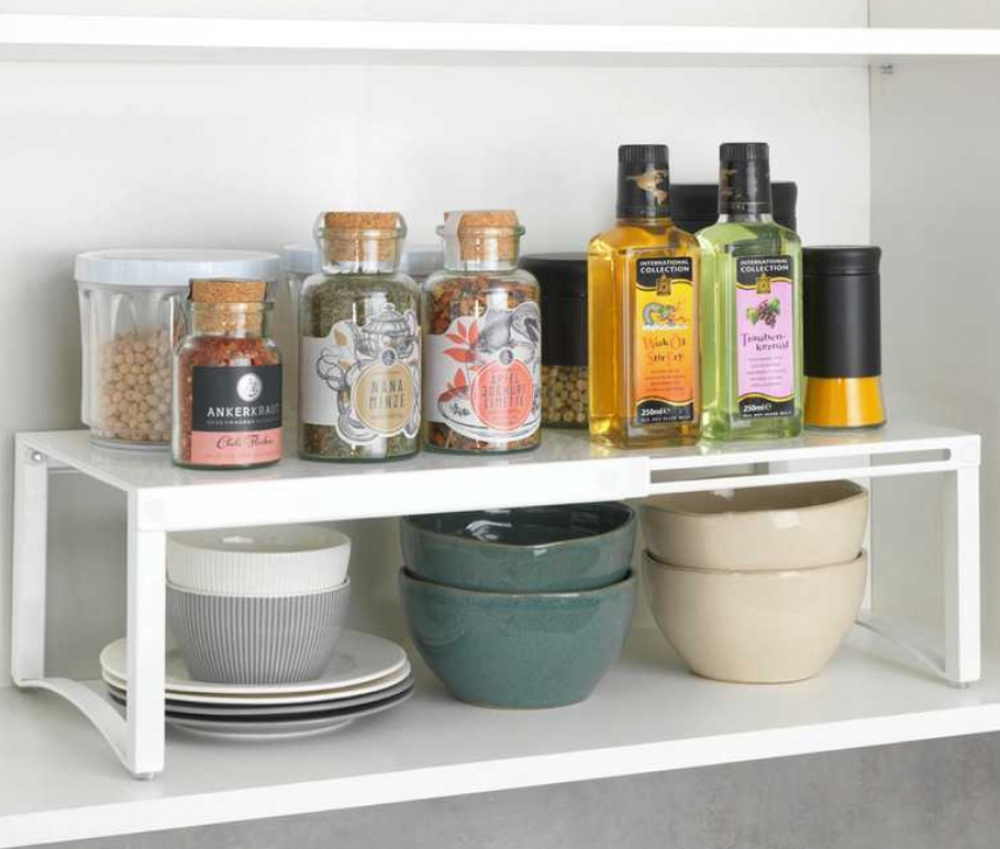 Shelf in strong metal, Extendable, TELESCOPIC SHELF , 30 -54 x 25 x H 15 cm, White in the group Storage / Kitchen storage / Kitchen cabinet organizers at SmartaSaker.se (41179)