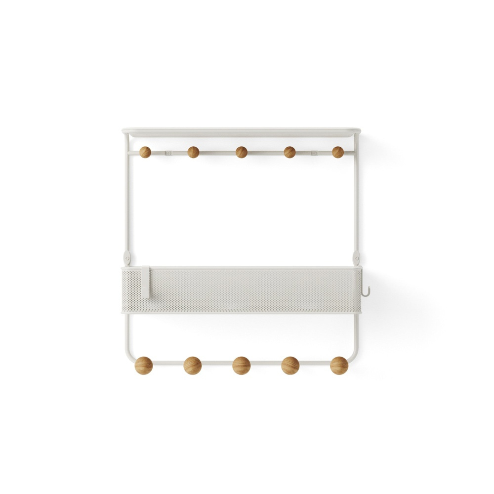  Shelf with 10 hooks, ESTIQUE, Umbra, 32 x 10 x H 31 cm, White / Nature in the group Storage / Hallway storage / Hooks and hangers at SmartaSaker.se (41187)