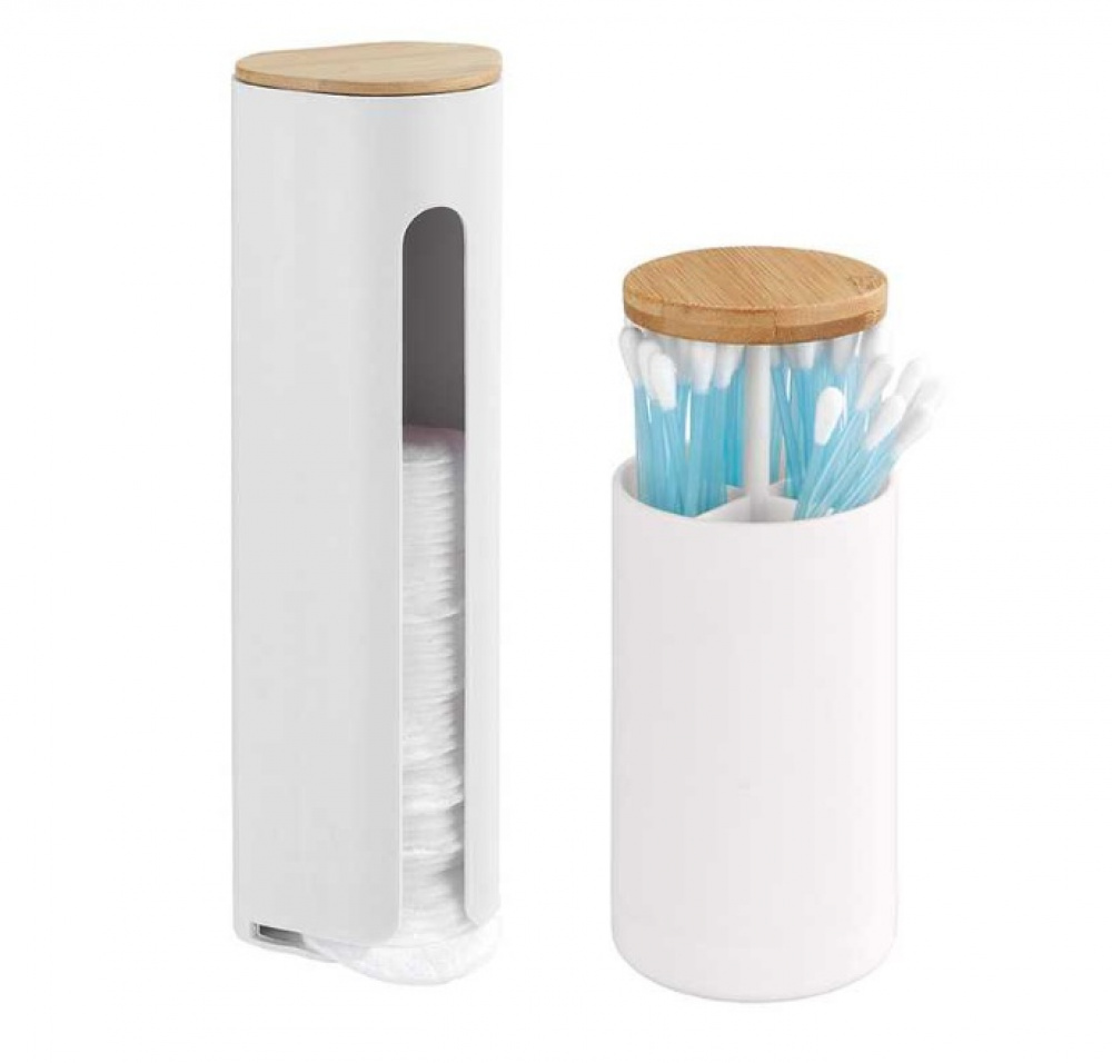 Holder for cotton pads, LARESA MAKE UP, Ø8 x H25 cm, White / beige in the group Storage / Bathroom storage / Makeup storage at SmartaSaker.se (41197)