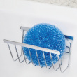 Sink caddy with suction cups, METAL SPONGE AND SOAP HOLDER, Silver