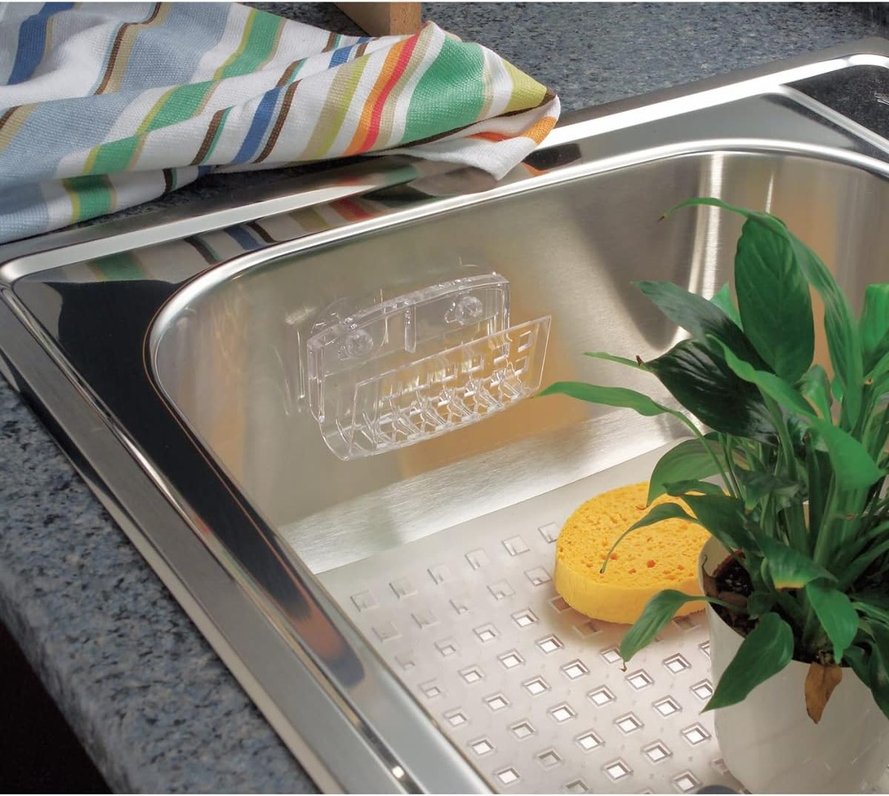 Sink caddy with suction cups, SINKWORKS SPONGE HOLDER, Clear in the group Storage / Kitchen storage / Dish racks and sink accessories at SmartaSaker.se (41199)
