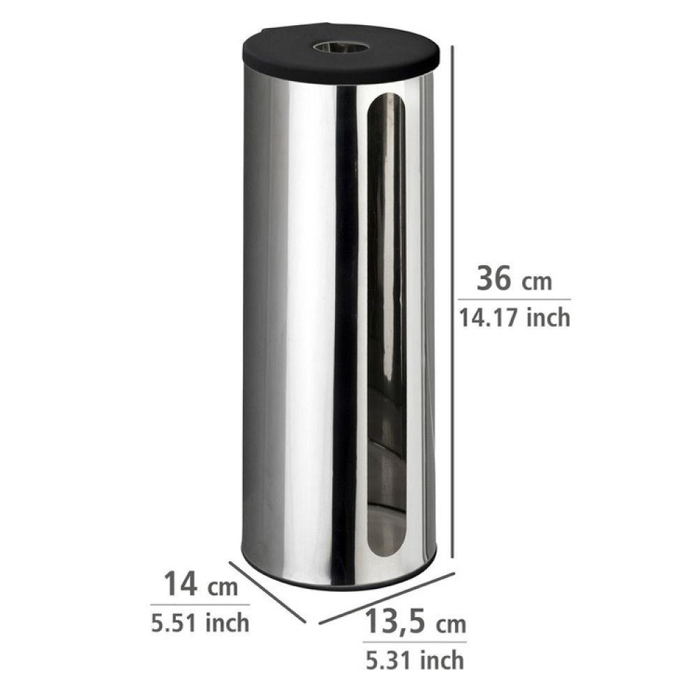 Toilet paper reserve canister, Adhesive, DETROIT, Ø 14 x H 36 cm, Stainless Steel in the group Storage / Bathroom storage at SmartaSaker.se (41206)