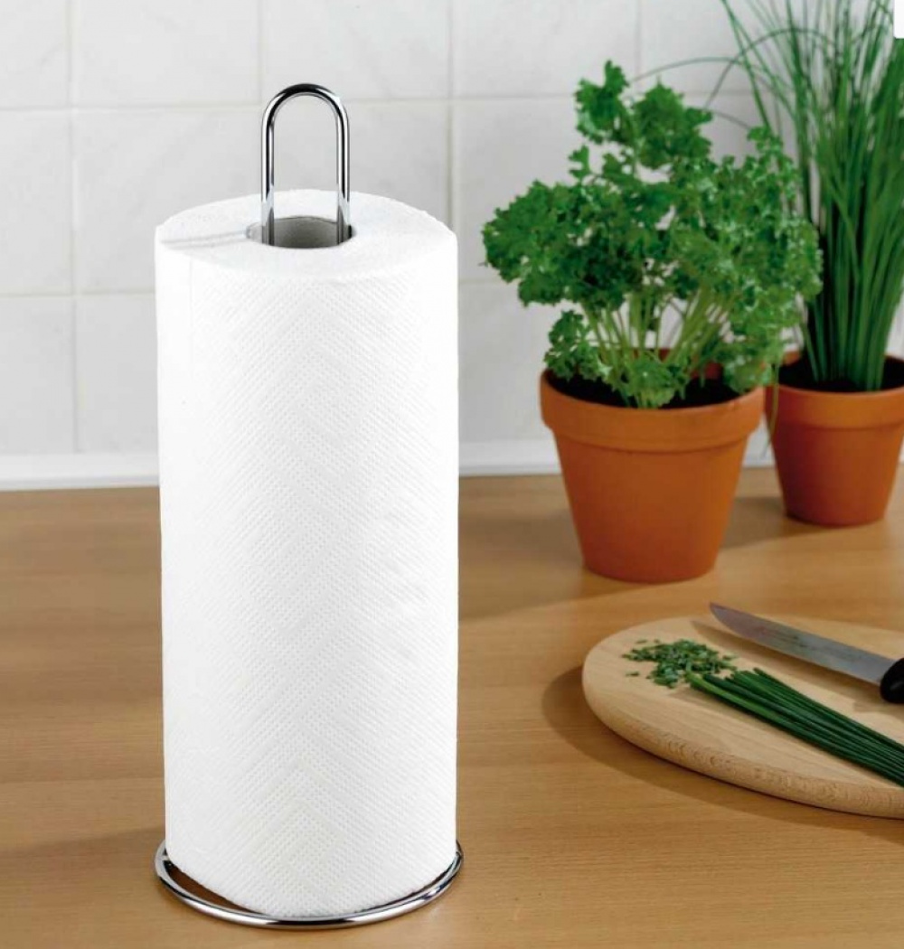 Holder for paper towels, KÜCHENROLLER, Ø 12 x H 32 cm, Silver in the group Storage / Kitchen storage at SmartaSaker.se (41208)