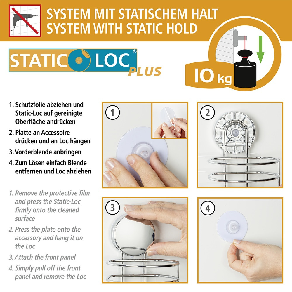 Holder for Hairdryer, Self-Adhesive, OSIMO STATIC-LOC, Silver in the group Storage / Bathroom storage at SmartaSaker.se (41211)