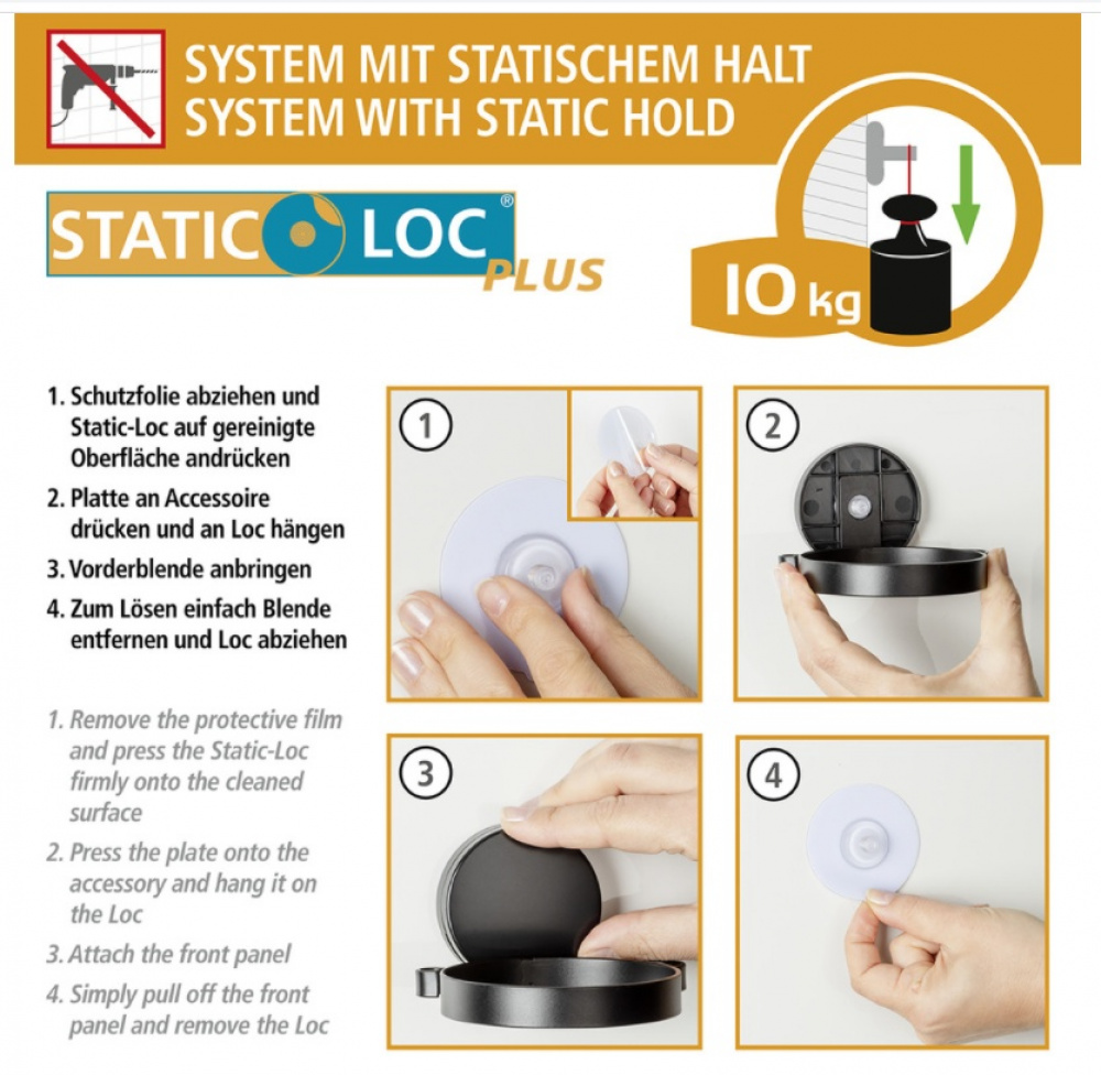 Holder for Hairdryer, Self-Adhesive, PAVIA STATIC-LOC, Black in the group Storage / Bathroom storage at SmartaSaker.se (41212)