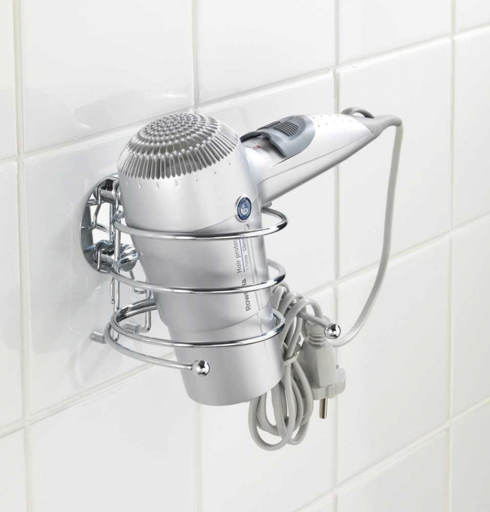 Holder for Hairdryer, Adhesive, TURBO-LOC, Silver in the group Storage / Bathroom storage at SmartaSaker.se (41213)