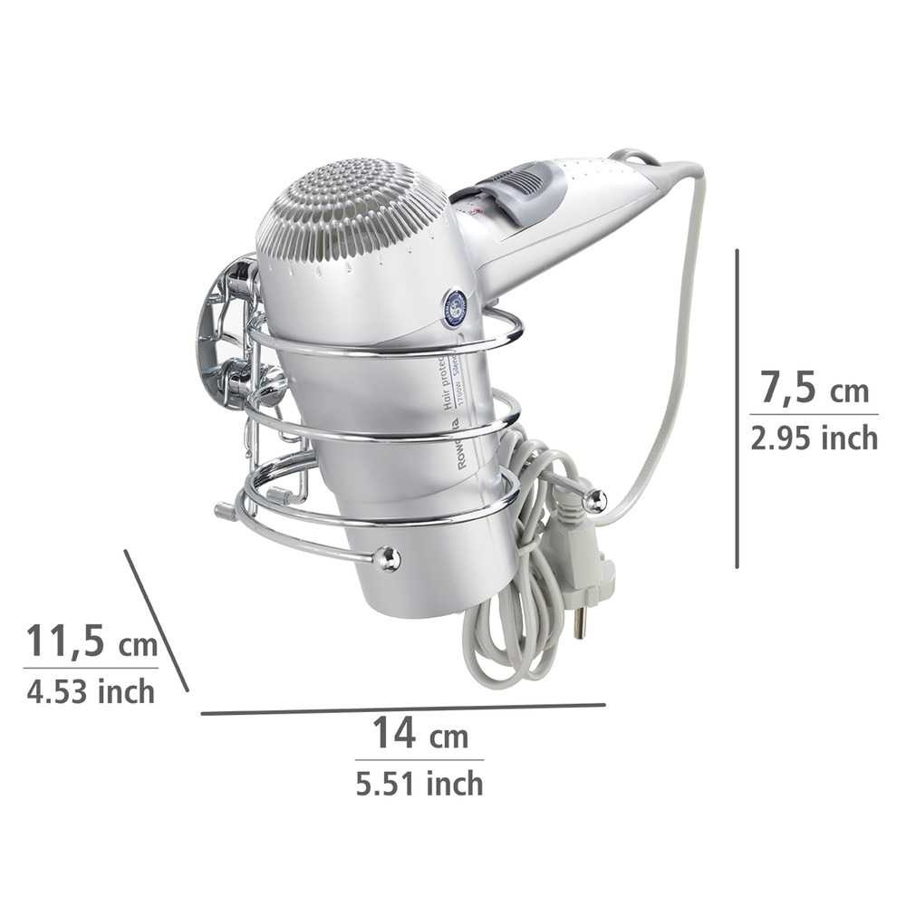 Holder for Hairdryer, Adhesive, TURBO-LOC, Silver in the group Storage / Bathroom storage at SmartaSaker.se (41213)