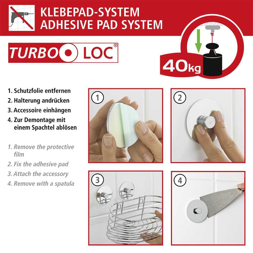 Holder for Hairdryer, Adhesive, TURBO-LOC, Silver in the group Storage / Bathroom storage at SmartaSaker.se (41213)