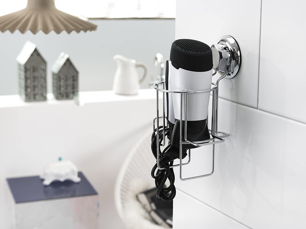 Holder for Hairdryer, Suction Cup Mounting, BESTLOCK, Silver in the group Storage / Bathroom storage at SmartaSaker.se (41214)
