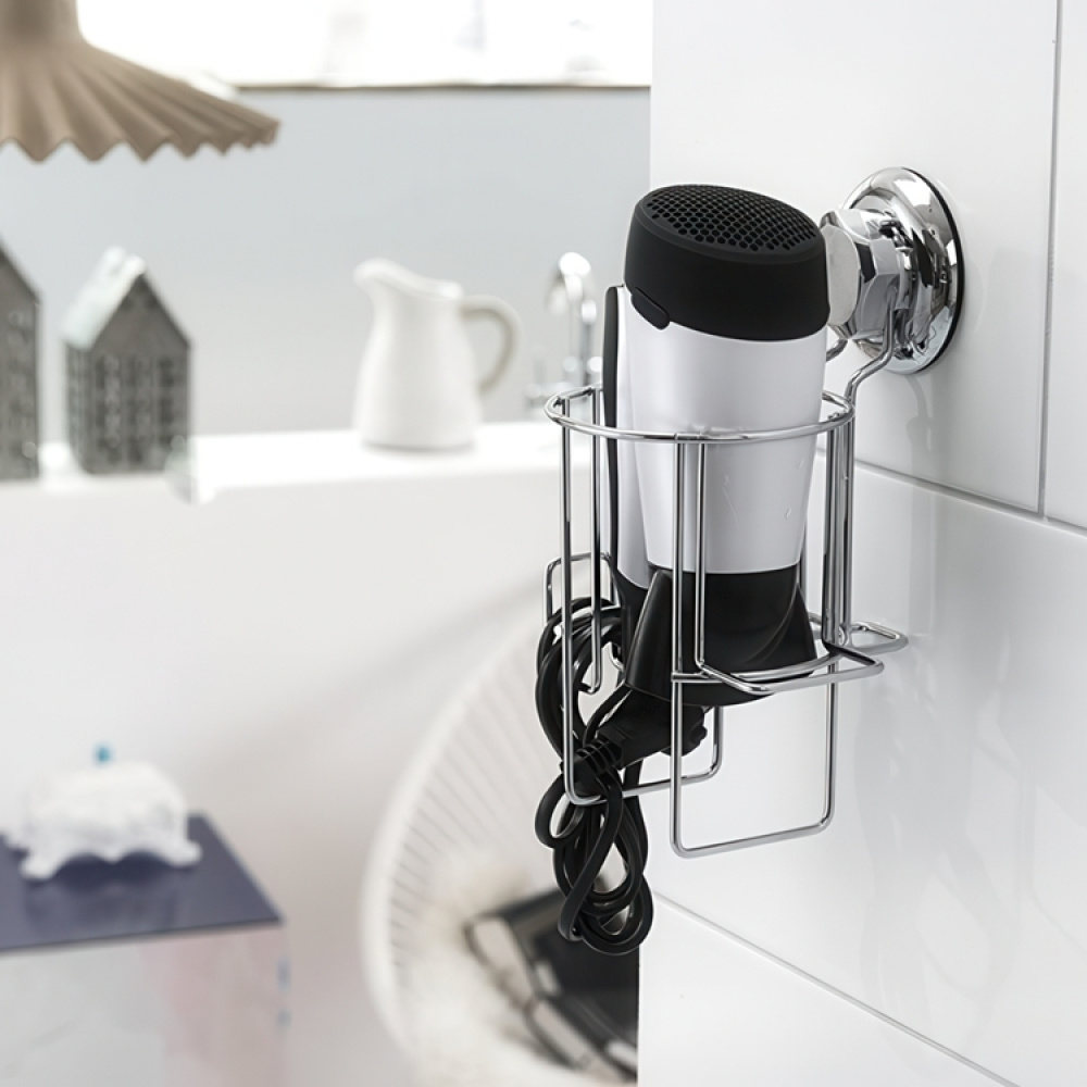 Holder for Hairdryer, Suction Cup Mounting, BESTLOCK, Silver in the group Storage / Bathroom storage at SmartaSaker.se (41214)