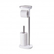 Toilet paper holder with shelf, EASY STORE, H 68 cm, Joseph Joseph, White / Silver Toilet paper holder with shelf, EASY STORE, H 68 cm, Joseph Joseph, White / Silver