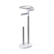 Toilet paper holder with shelf, EASY STORE, H 68 cm, Joseph Joseph, White / Silver Toilet paper holder with shelf, EASY STORE, H 68 cm, Joseph Joseph, White / Silver