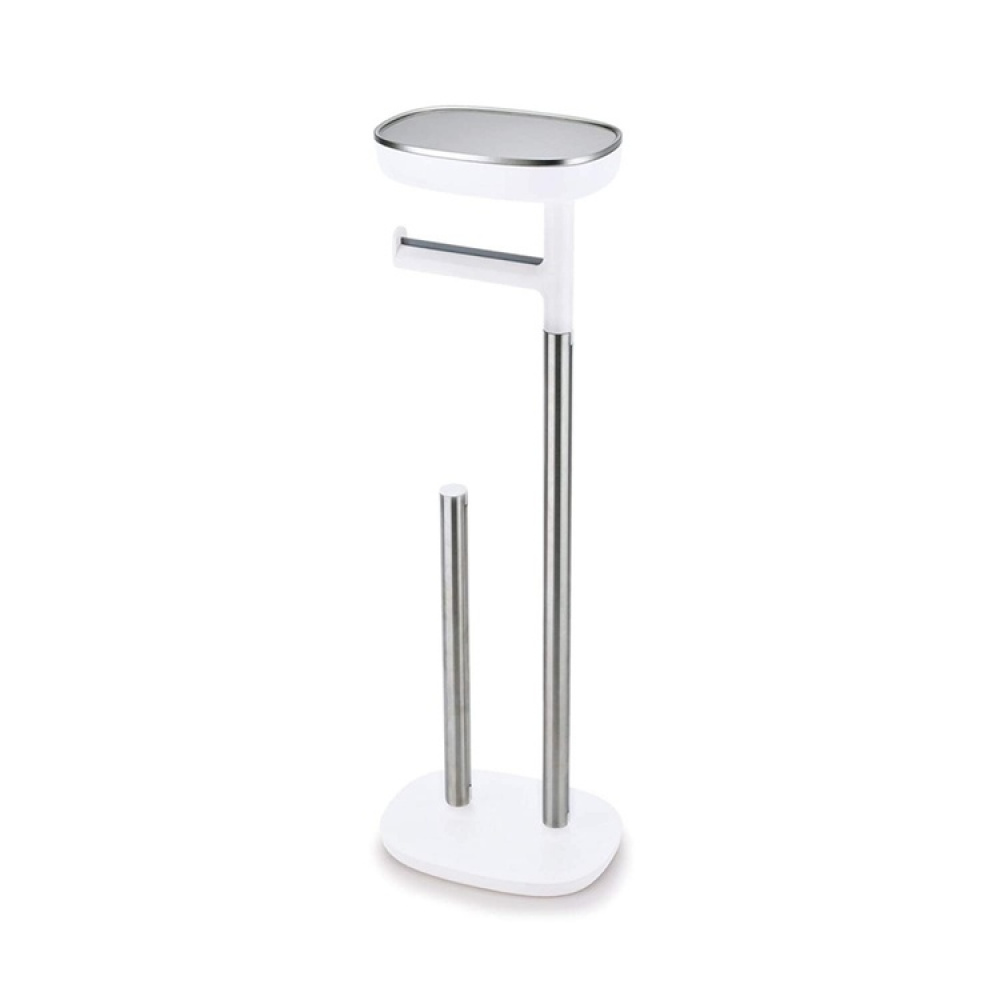 Toilet paper holder with shelf, EASY STORE, H 68 cm, Joseph Joseph, White / Silver in the group Storage / Bathroom storage at SmartaSaker.se (41223)