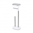 Toilet paper holder with shelf, EASY STORE, H 68 cm, Joseph Joseph, White / Silver Toilet paper holder with shelf, EASY STORE, H 68 cm, Joseph Joseph, White / Silver