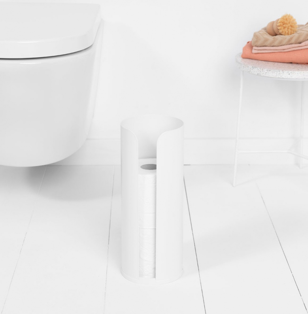 Holder for toilet paper, Metal, RENEW, Ø 13 x H 32 cm, White in the group Storage / Bathroom storage at SmartaSaker.se (41226)