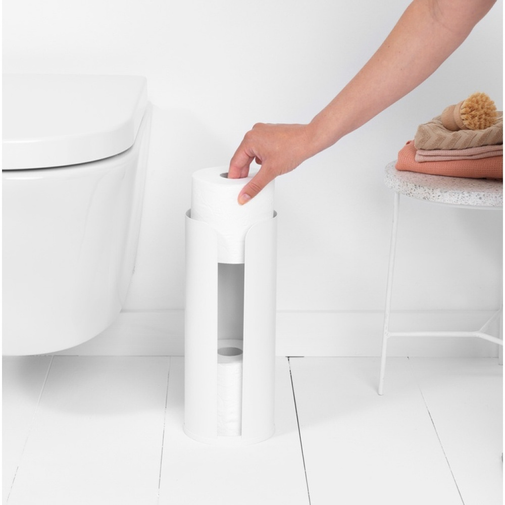 Holder for toilet paper, Metal, RENEW, Ø 13 x H 32 cm, White in the group Storage / Bathroom storage at SmartaSaker.se (41226)