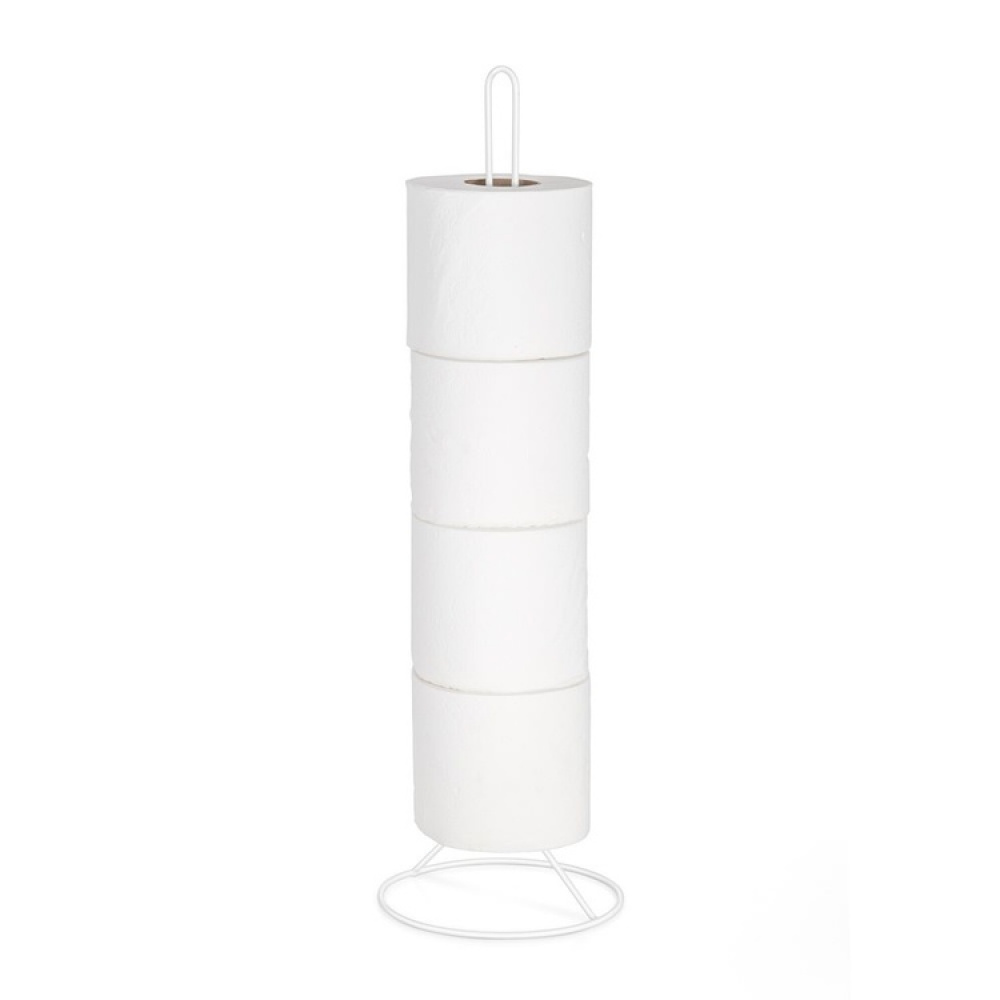 Holder for toilet paper, Metal, ROLLOS, Ø 15 x H 50 cm, White in the group Storage / Bathroom storage at SmartaSaker.se (41229)