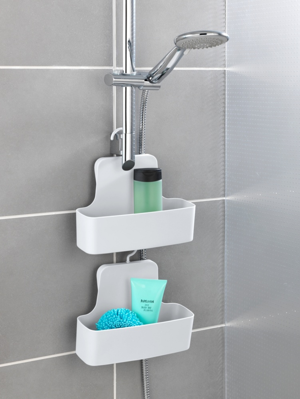 Hanging bathroom basket, BARCELONA, 26 x 9 x H 24 cm, White in the group Storage / Bathroom storage / Bath and shower caddies at SmartaSaker.se (41251)