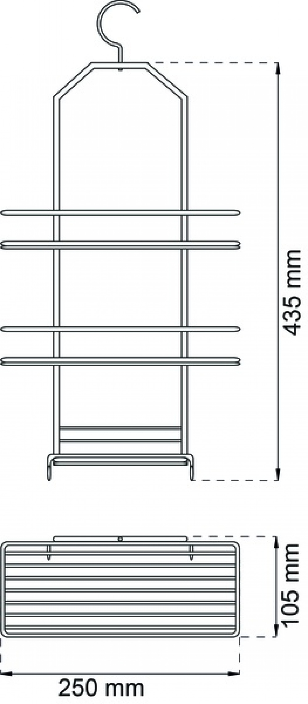 Hanging bathroom shelf, HABO LAELIA, 25 x 10 x H 43,5 cm, Black in the group Storage / Bathroom storage / Bath and shower caddies at SmartaSaker.se (41255)