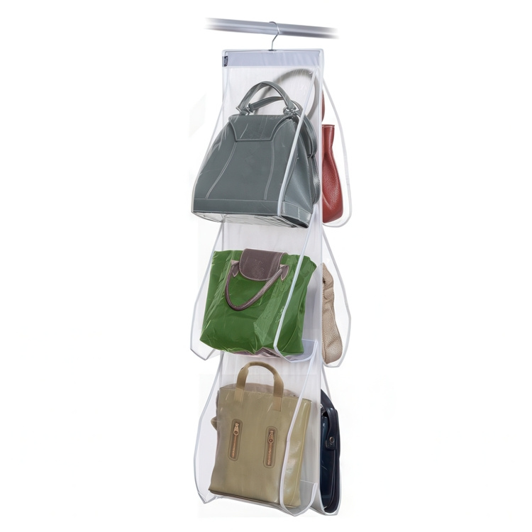 Hanging storage for bags, PORTA BORSE, 6 compartments, 36 x H 120 cm, Clear in the group Storage / Wardrobe storage / Bag storage at SmartaSaker.se (41261)