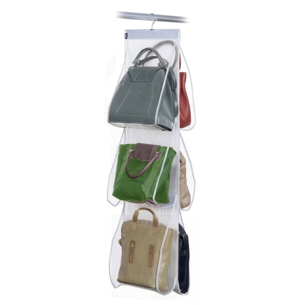 Hanging storage for bags, PORTA BORSE, 6 compartments, 36 x H 120 cm, Clear in the group Storage / Wardrobe storage / Bag storage at SmartaSaker.se (41261)