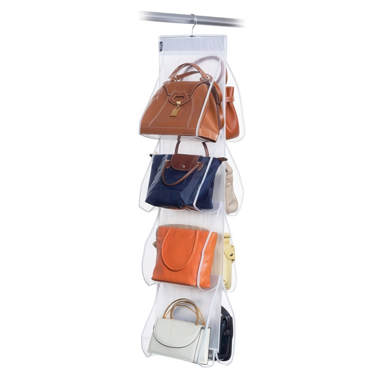 Hanging storage for bags, 8 compartments, PORTA BORSE, 33 x H 120 cm, Clear in the group Storage / Wardrobe storage / Bag storage at SmartaSaker.se (41263)