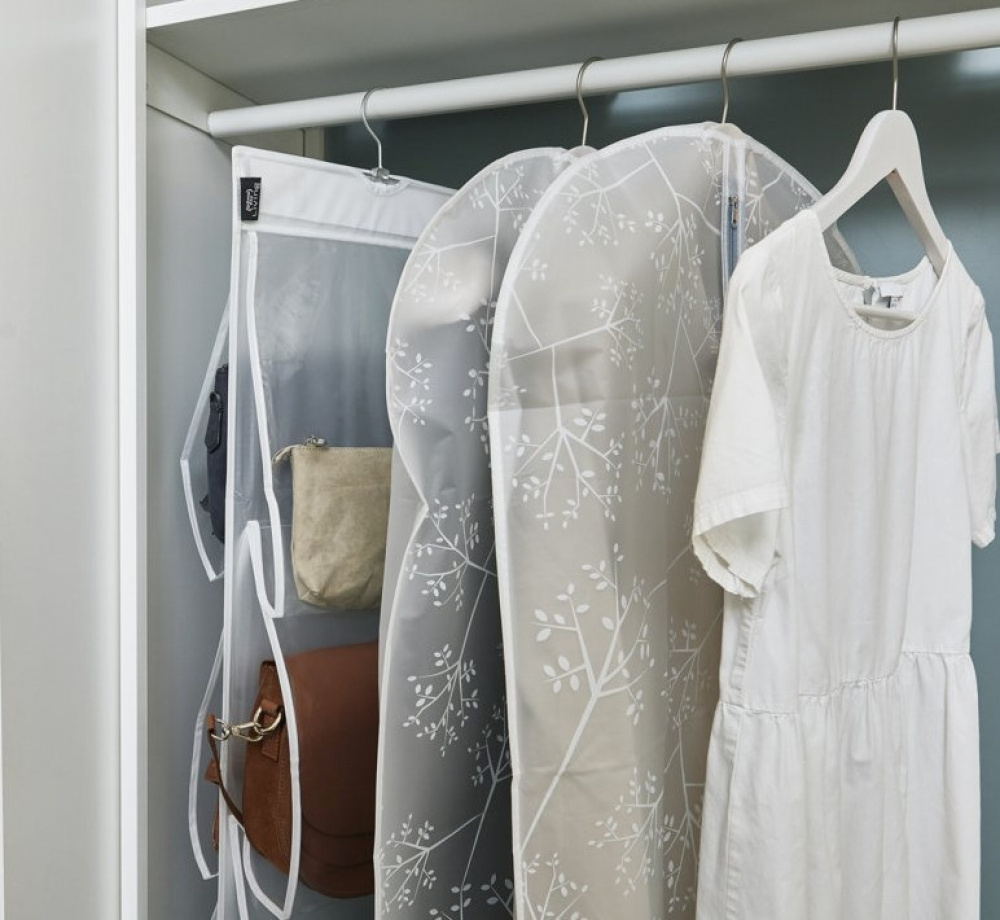 Hanging storage for bags, 8 compartments, PORTA BORSE, 33 x H 120 cm, Clear in the group Storage / Wardrobe storage / Bag storage at SmartaSaker.se (41263)
