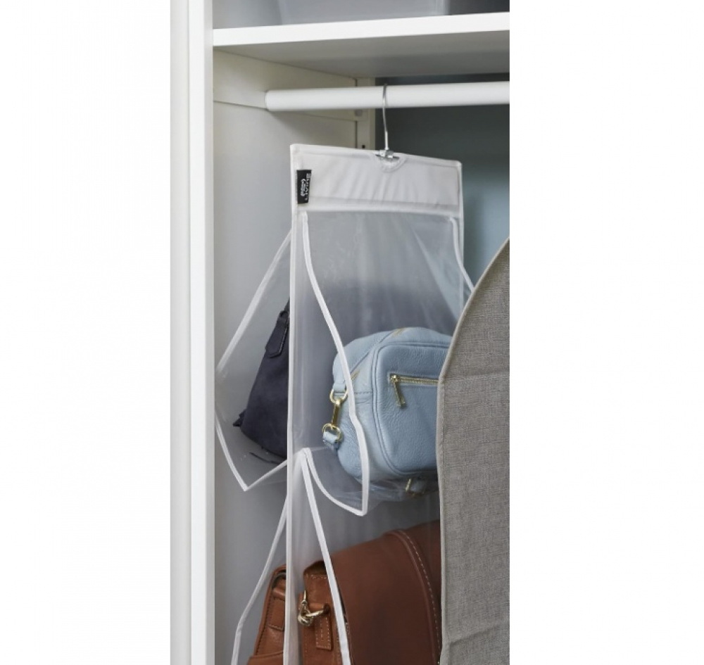 Hanging storage for bags, 8 compartments, PORTA BORSE, 33 x H 120 cm, Clear in the group Storage / Wardrobe storage / Bag storage at SmartaSaker.se (41263)