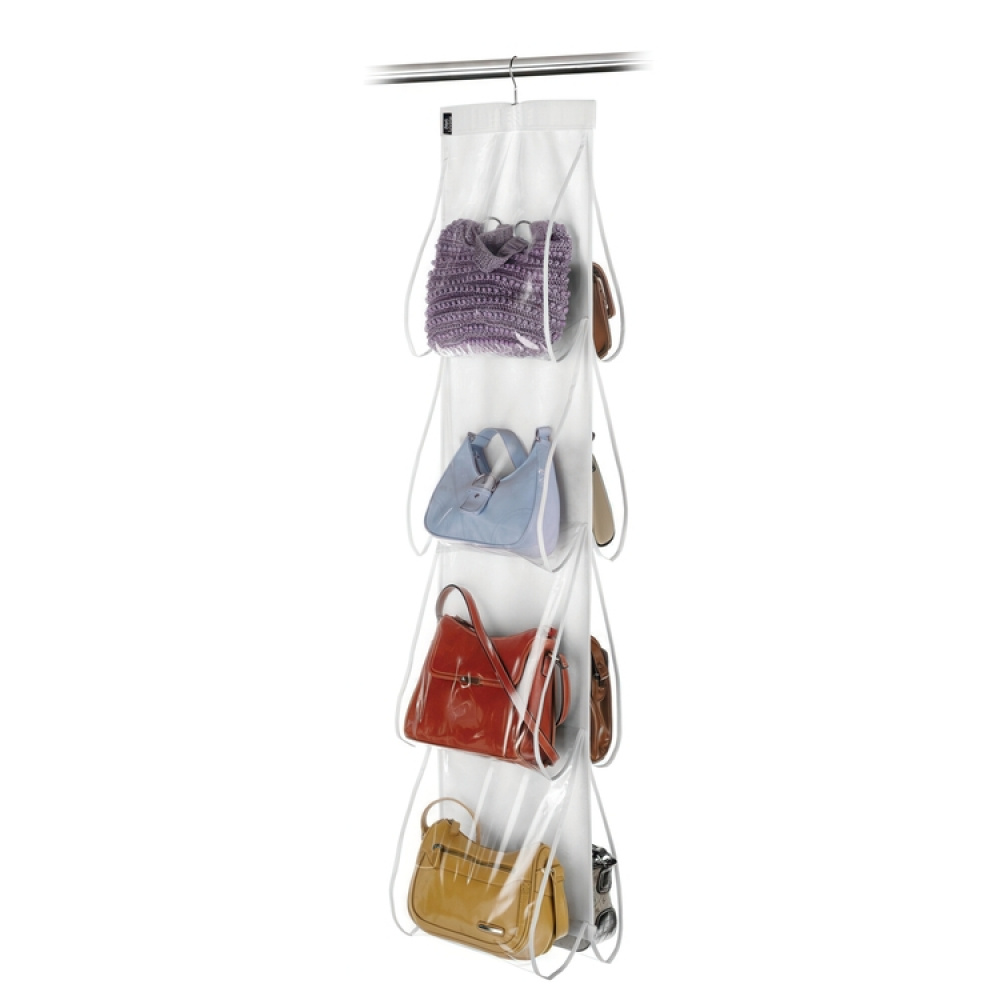 Hanging storage for bags, 8 compartments, PORTA BORSE, 33 x H 120 cm, Clear in the group Storage / Wardrobe storage / Bag storage at SmartaSaker.se (41263)