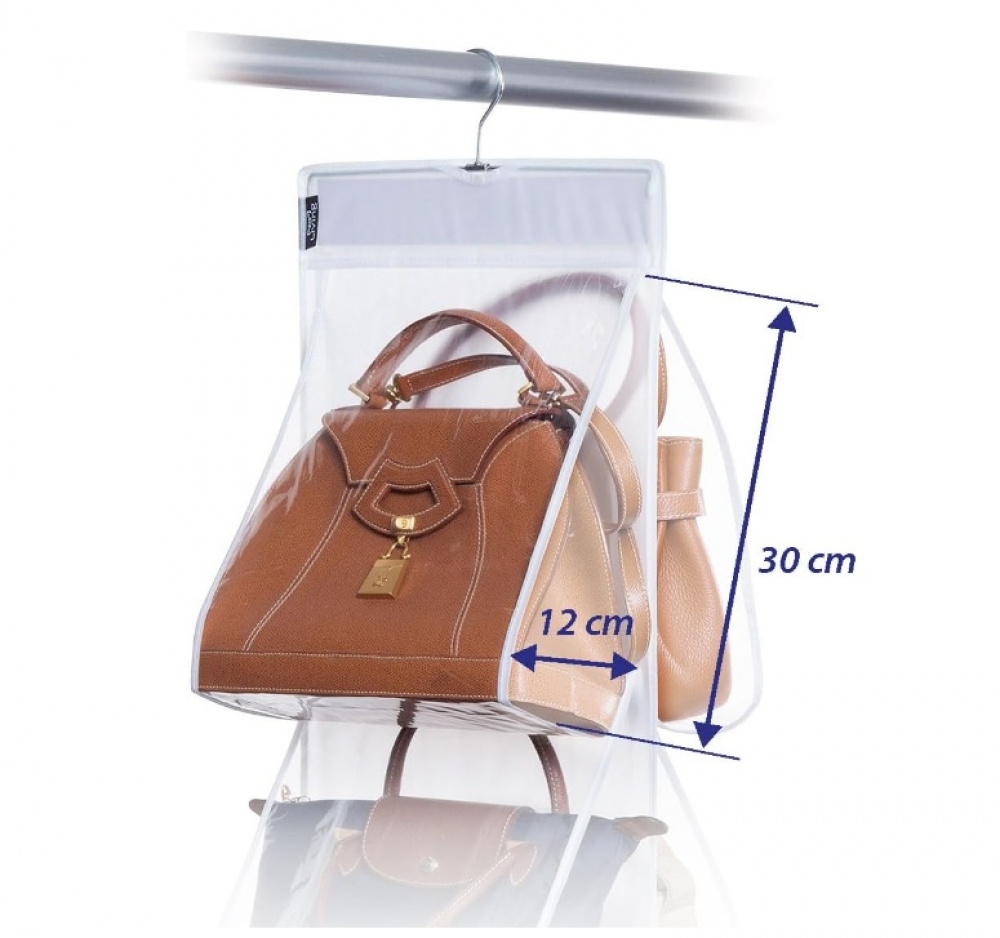 Hanging storage for bags, 8 compartments, PORTA BORSE, 33 x H 120 cm, Clear in the group Storage / Wardrobe storage / Bag storage at SmartaSaker.se (41263)
