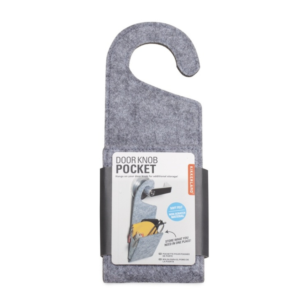 Hanging felt pocket, DOOR KNOB, Kikkerland, Grey in the group Storage / Wardrobe storage at SmartaSaker.se (41270)