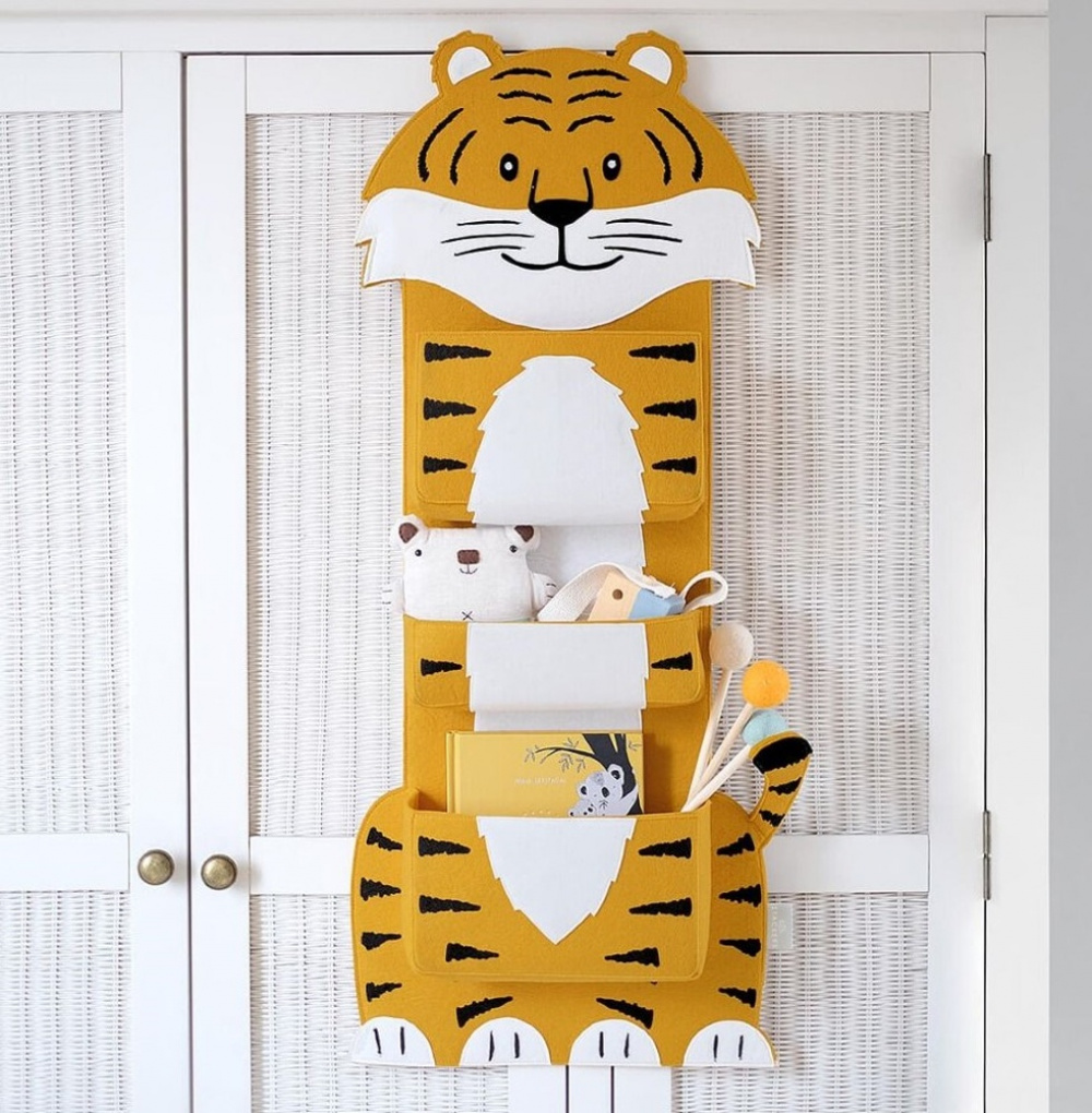 Hanging organizer, TIGER WALL POCKETS, 37 x H 85 cm, Orange in the group Storage / Children’s room storage at SmartaSaker.se (41271)