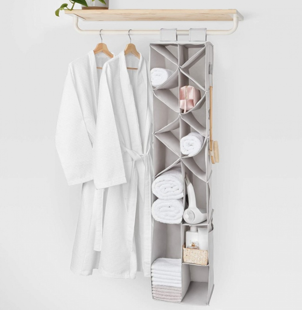 Hanging storage for shoes and bags, PREMIUM COLGDOR PARA ZAPATOS, 30 x 30 x H 142,5 cm, Light Grey in the group Storage / Wardrobe storage / Hangers and hooks at SmartaSaker.se (41273)