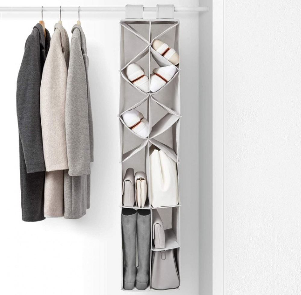 Hanging storage for shoes and bags, PREMIUM COLGDOR PARA ZAPATOS, 30 x 30 x H 142,5 cm, Light Grey in the group Storage / Wardrobe storage / Hangers and hooks at SmartaSaker.se (41273)