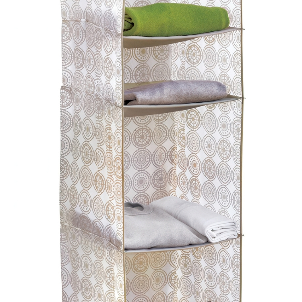 Hanging wardrobe with 4 shelves, ELLA SAND, 33 x 33 x H 103 cm, White / Beige in the group Storage / Bedroom storage / Clothes racks at SmartaSaker.se (41275)