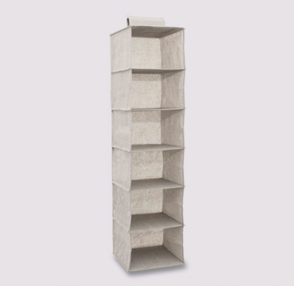 Hanging wardrobe, 6 compartments, ORGA HANGING ORGANISER, 30 x 30 x H 120 cm, Beige-grey in the group Storage / Wardrobe storage at SmartaSaker.se (41277)