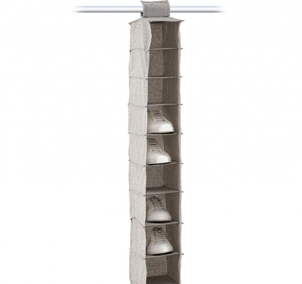 Hanging wardrobe, 10-section, ORGA SHOE ORGANISER, 15 x 30 x H 120 cm, Beige-grey in the group Storage / Wardrobe storage at SmartaSaker.se (41279)