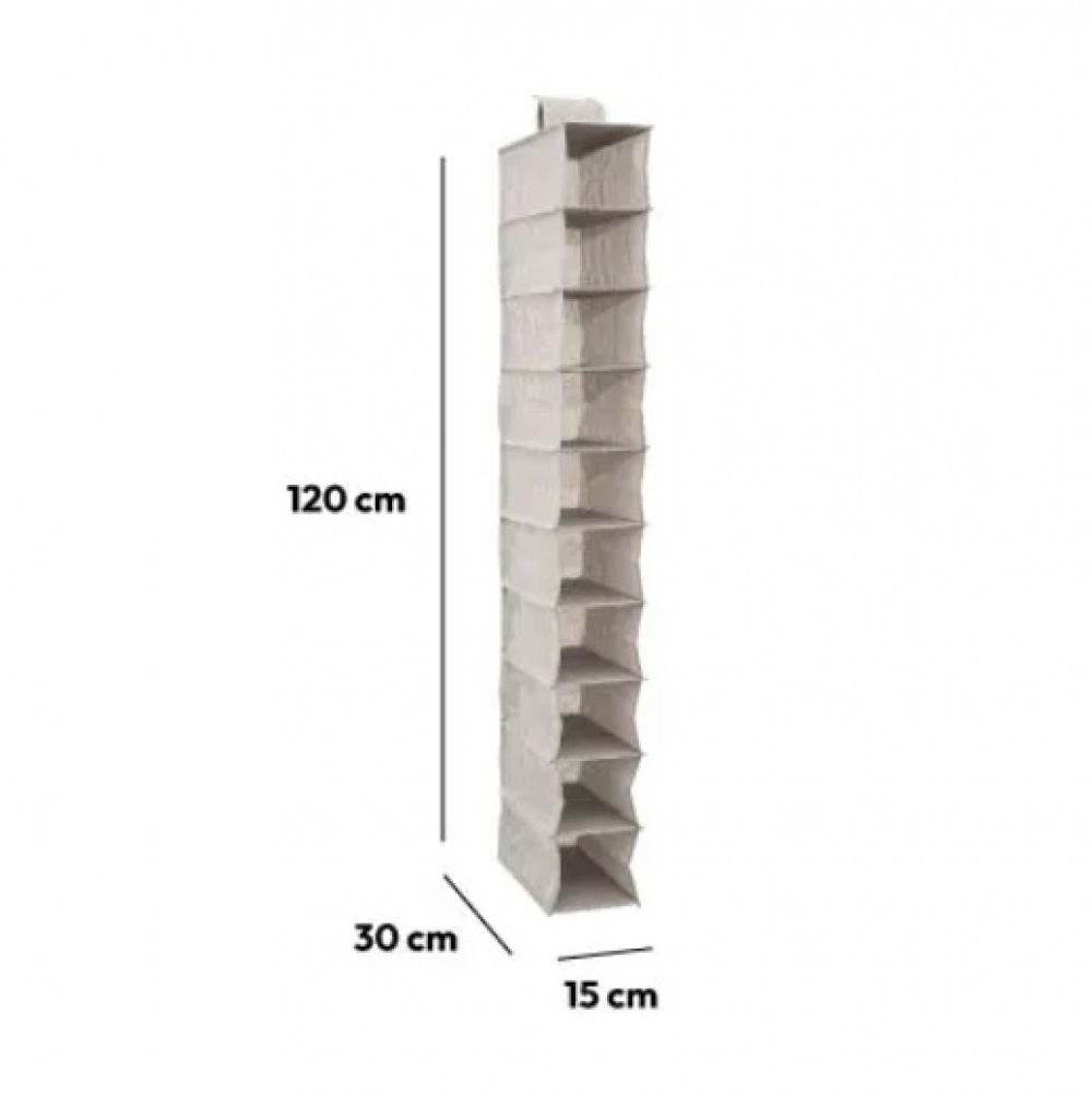 Hanging wardrobe, 10-section, ORGA SHOE ORGANISER, 15 x 30 x H 120 cm, Beige-grey in the group Storage / Wardrobe storage at SmartaSaker.se (41279)