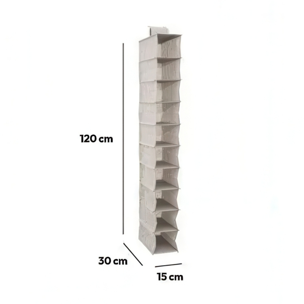 Hanging wardrobe, 10-section, ORGA SHOE ORGANISER, 15 x 30 x H 120 cm, Beige-grey in the group Storage / Wardrobe storage / Hangers and hooks at SmartaSaker.se (41279)