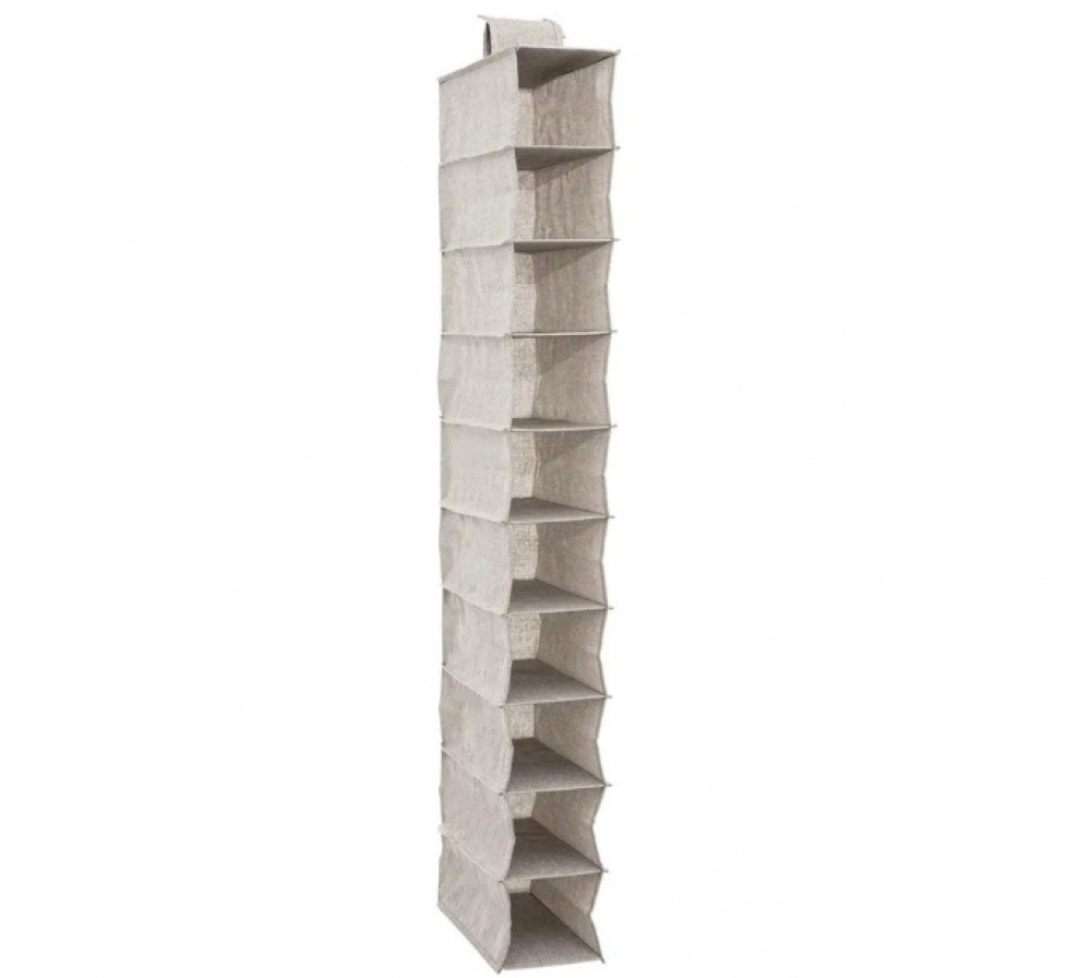 Hanging wardrobe, 10-section, ORGA SHOE ORGANISER, 15 x 30 x H 120 cm, Beige-grey in the group Storage / Wardrobe storage at SmartaSaker.se (41279)